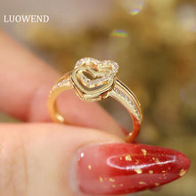 Load image into Gallery viewer, LUOWEND 18K White or Yellow Gold Real Natural Diamond Ring for Women
