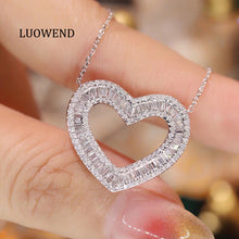 Load image into Gallery viewer, LUOWEND 18K White Gold Fine Jewelry Real Natural Diamond Pendant Necklace for Women