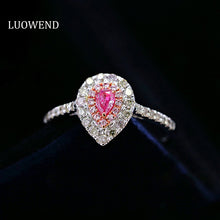 Load image into Gallery viewer, LUOWEND 18K White Gold Real Natural Pink Diamond Ring for Women