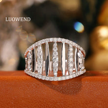 Load image into Gallery viewer, LUOWEND 18K White Gold Natural Diamond Ring for Women