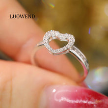 Load image into Gallery viewer, LUOWEND 18K White Gold Real Natural Diamond Ring for Women