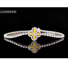 Load image into Gallery viewer, LUOWEND 18K White Gold Real Natural Yellow Diamond Bracelet for Women