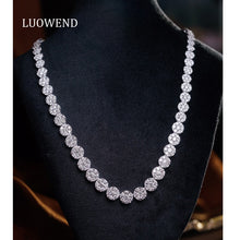 Load image into Gallery viewer, LUOWEND 18K White Gold Fine Jewelry Real Natural Diamond Necklace for Women