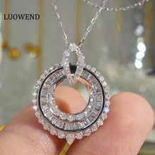Load image into Gallery viewer, LUOWEND 18K White and Yellow Gold Real Natural Diamond Pendant Necklace for Women