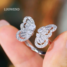 Load image into Gallery viewer, LUOWEND 18K White Gold Natural Diamond Ring for Women