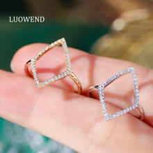 Load image into Gallery viewer, LUOWEND 18K White or Yellow Gold Natural Diamond Ring for Women