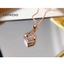 Load image into Gallery viewer, LUOWEND 18K Rose Gold Real Natural Diamond Pendant Necklace for Women