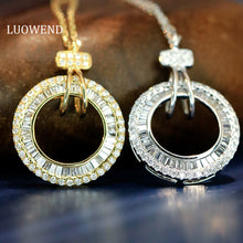 Load image into Gallery viewer, LUOWEND 18K White/Yellow Gold Real Natural Diamond Pendant Necklace for Women