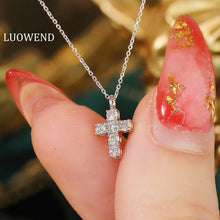 Load image into Gallery viewer, LUOWEND 18K White Gold Natural Diamond Necklace for Women