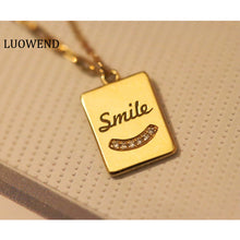 Load image into Gallery viewer, LUOWEND 18K Yellow Gold Real Natural Diamond Pendant Necklace for Women