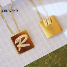 Load image into Gallery viewer, LUOWEND 18K Yellow Gold Real Natural Diamond Pendant Necklace for Women