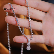 Load image into Gallery viewer, LUOWEND 18K White Gold Real Natural Diamond Ring for Women