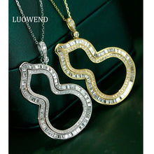 Load image into Gallery viewer, LUOWEND 18K White/Yellow Gold Real Natural Diamond Pendant Necklace for Women