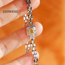 Load image into Gallery viewer, LUOWEND 18K White Gold Natural Yellow Diamond Bracelet for Women