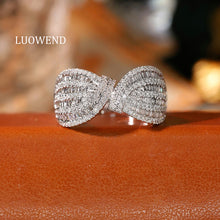 Load image into Gallery viewer, LUOWEND 18K White Gold Natural Diamond Ring for Women