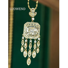 Load image into Gallery viewer, LUOWEND 18K White/Yellow Gold Fine Jewelry Real Natural Diamond Pendant for Women