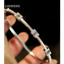 Load image into Gallery viewer, LUOWEND 18K White Gold Real Natural Diamond Bangle for Women