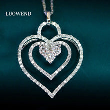 Load image into Gallery viewer, LUOWEND 18K White/Yellow Gold Fine Jewelry Real Natural Diamond Necklace for Women