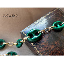 Load image into Gallery viewer, LUOWEND 18K Yellow Gold Real Natural Malachite Bracelet&Necklace for Women