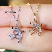 Load image into Gallery viewer, LUOWEND 18K White or Yellow Gold Natural Diamond Necklace for Women