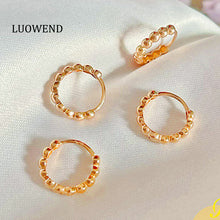 Load image into Gallery viewer, LUOWEND 18K Rose or Yellow Gold Hoop Earrings for Women