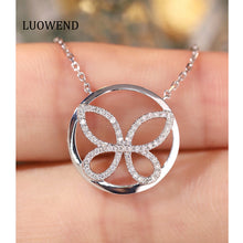 Load image into Gallery viewer, LUOWEND 18K White Gold Natural Diamond Necklace for Women