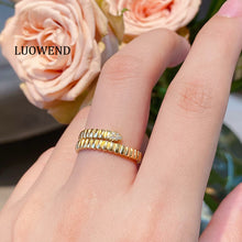 Load image into Gallery viewer, LUOWEND 18K Yellow Gold Real Natural Diamond Ring for Women