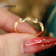 Load image into Gallery viewer, LUOWEND 18K White or Yellow Gold Real Natural Diamond Ring for Women