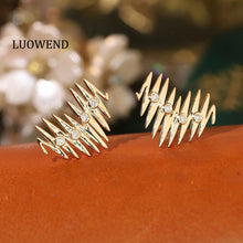 Load image into Gallery viewer, LUOWEND 18K Yellow Gold Natural Diamond Earrings for Women
