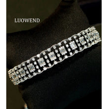 Load image into Gallery viewer, LUOWEND 18K White Gold Real Natural Diamond Bangle for Women