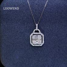 Load image into Gallery viewer, LUOWEND 18K White Gold Real Natural Diamond Pendant Necklace for Women