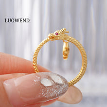 Load image into Gallery viewer, LUOWEND 18K Yellow Gold Real Natural Diamond or Ruby Ring for Women