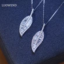 Load image into Gallery viewer, LUOWEND 18K White Gold Real Natural Diamond Pendant Necklace for Women