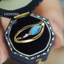 Load image into Gallery viewer, LUOWEND 18K Yellow Gold Real Natural Opal Ring for Women
