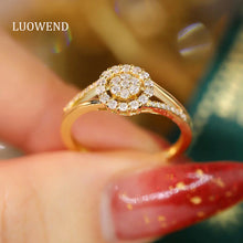 Load image into Gallery viewer, LUOWEND 18K White or Yellow Gold Real Natural Diamond Ring for Women