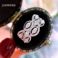 Load image into Gallery viewer, LUOWEND 18K White Gold Real Natural Diamond Ring for Women