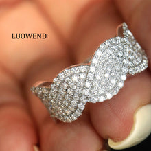 Load image into Gallery viewer, LUOWEND 18K White Gold Natural Diamond Ring for Women