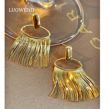 Load image into Gallery viewer, LUOWEND 18K Yellow Gold Drop Earrings for Women