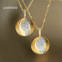 Load image into Gallery viewer, LUOWEND 18K Yellow Gold Natural Diamond Pendant Necklace for Women