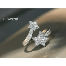 Load image into Gallery viewer, LUOWEND 18K White Gold Natural Diamond Ring for Women