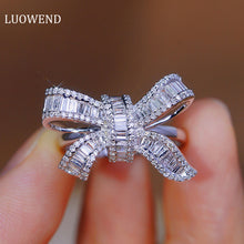 Load image into Gallery viewer, LUOWEND 18K White Gold Real Natural Diamond Ring for Women