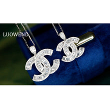 Load image into Gallery viewer, LUOWEND 18K White Gold Large Size Natural Diamond Necklace for Women