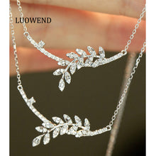 Load image into Gallery viewer, LUOWEND 18K White Gold Fine Jewelry Real Natural Diamond Necklace for Women