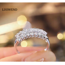 Load image into Gallery viewer, LUOWEND 18K White Gold Real Natural Diamond Ring for Women