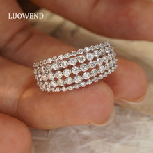 Load image into Gallery viewer, LUOWEND 18K White Gold Real Natural Diamond Ring for Women