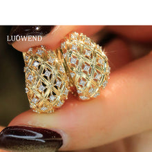 Load image into Gallery viewer, LUOWEND 18K White/Yellow Gold Natural Diamond Earrings for Women