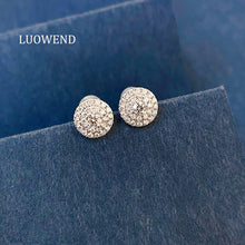Load image into Gallery viewer, LUOWEND 18K White Gold Natural Diamond Earrings for Women