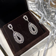 Load image into Gallery viewer, LUOWEND 18K White Gold Real Natural Diamond Drop Earrings for Women