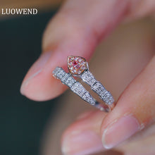 Load image into Gallery viewer, LUOWEND 18K White Gold Real Natural Pink Diamond Ring for Women