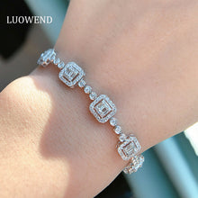 Load image into Gallery viewer, LUOWEND 18K White Gold Real Natural Diamond Bracelet for Women